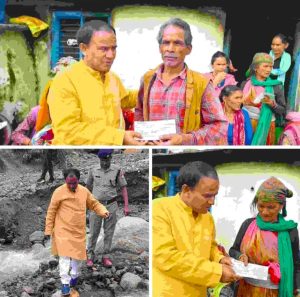 थैलीसैंण क्षेत्र में आपदा प्रभावित परिवारों से मिले कैबिनेट मंत्री