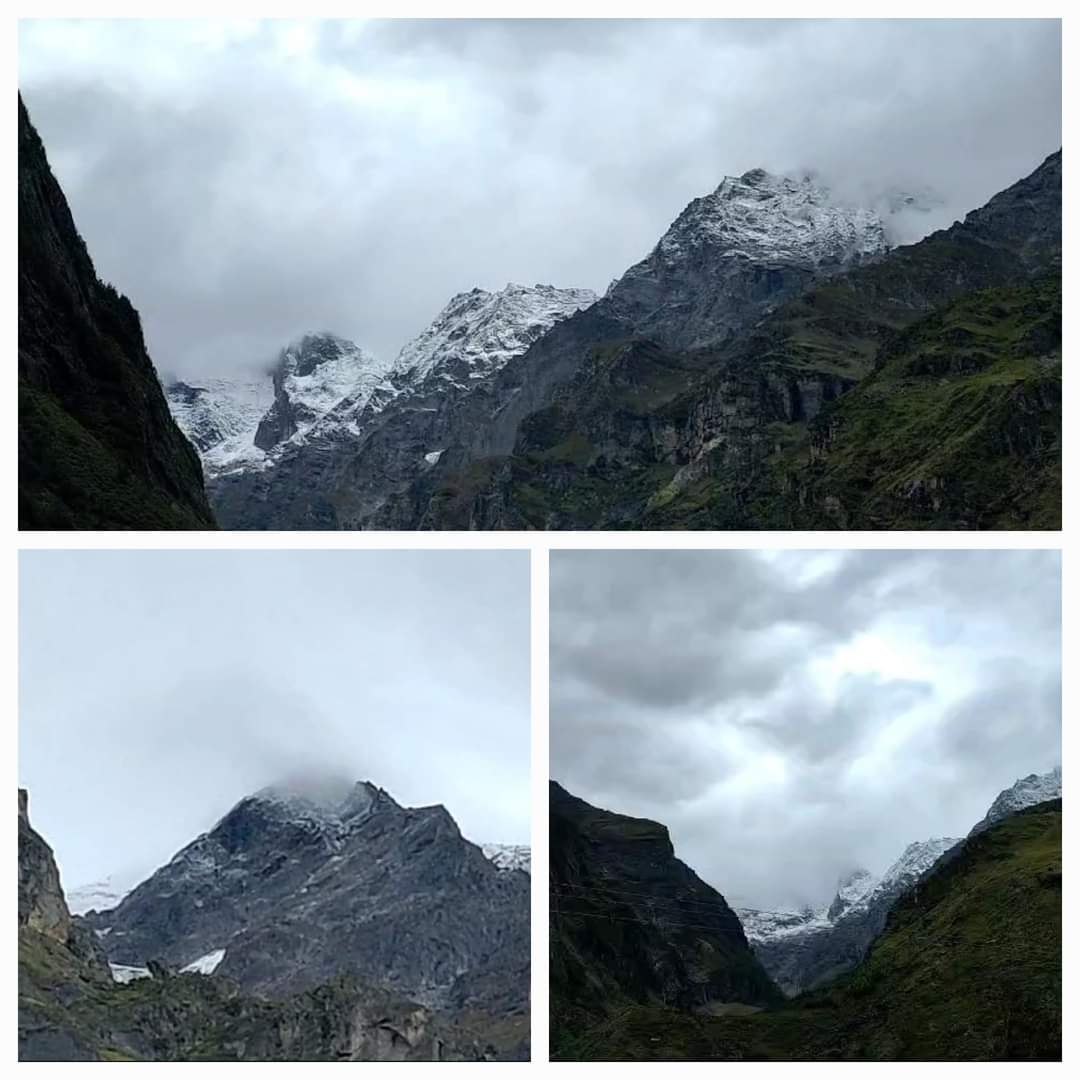 मौसम ब्रेकिंग :बद्रीनाथ धाम के चारों तरफ पहाडियो में हुई