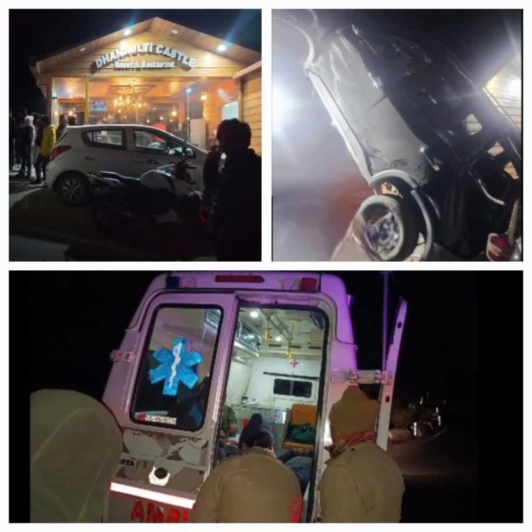 धनोल्टी : पार्किंग करते समय खाई में गिरी स्कार्पियो ,2