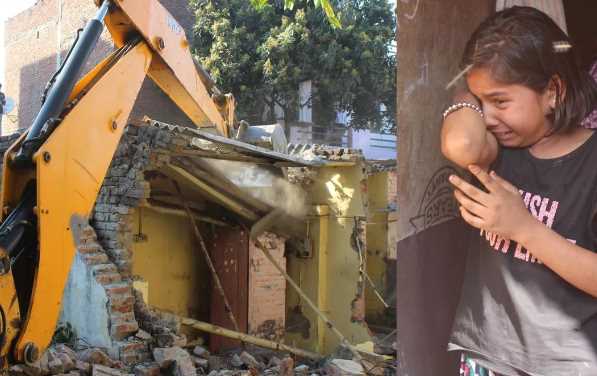 उत्तराखंड में कई मकानों को बुलडोजर से किया गया ध्वस्त, Many houses were demolished by bulldozers in Uttarakhand, children started crying; parents ran away with their sleeping children
