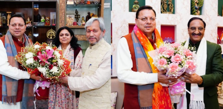 सीएम धामी ने पूर्व सीएम निशंक व तीरथ को दी सीएम धामी ने पूर्व सीएम निशंक व तीरथ को दी होली की बधाई