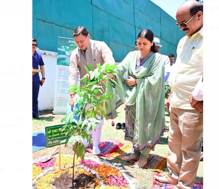 सीएम धामी ने विश्व पर्यावरण दिवस के अवसर पर मुख्यमंत्री आवास में लगाया सीता अशोक का पौधा