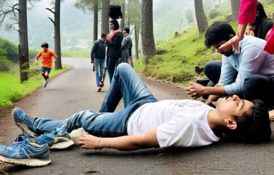 A 19-year-old boy was running with his friend, suddenly fell and died