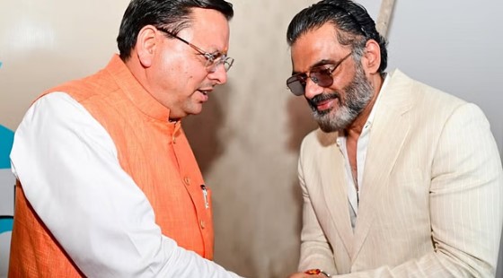 सुनील शेट्टी ने उत्तराखंड के सीएम पुष्कर सिंह धामी से