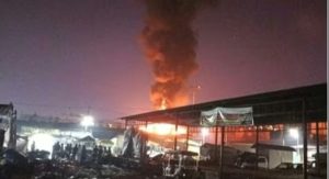 Fire breaks out in Niranjanpur Mandi on Diwali night, goods
