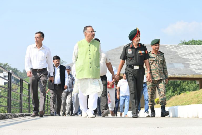 Sainik Welfare Minister Joshi inspects ongoing construction at Sainya Dham