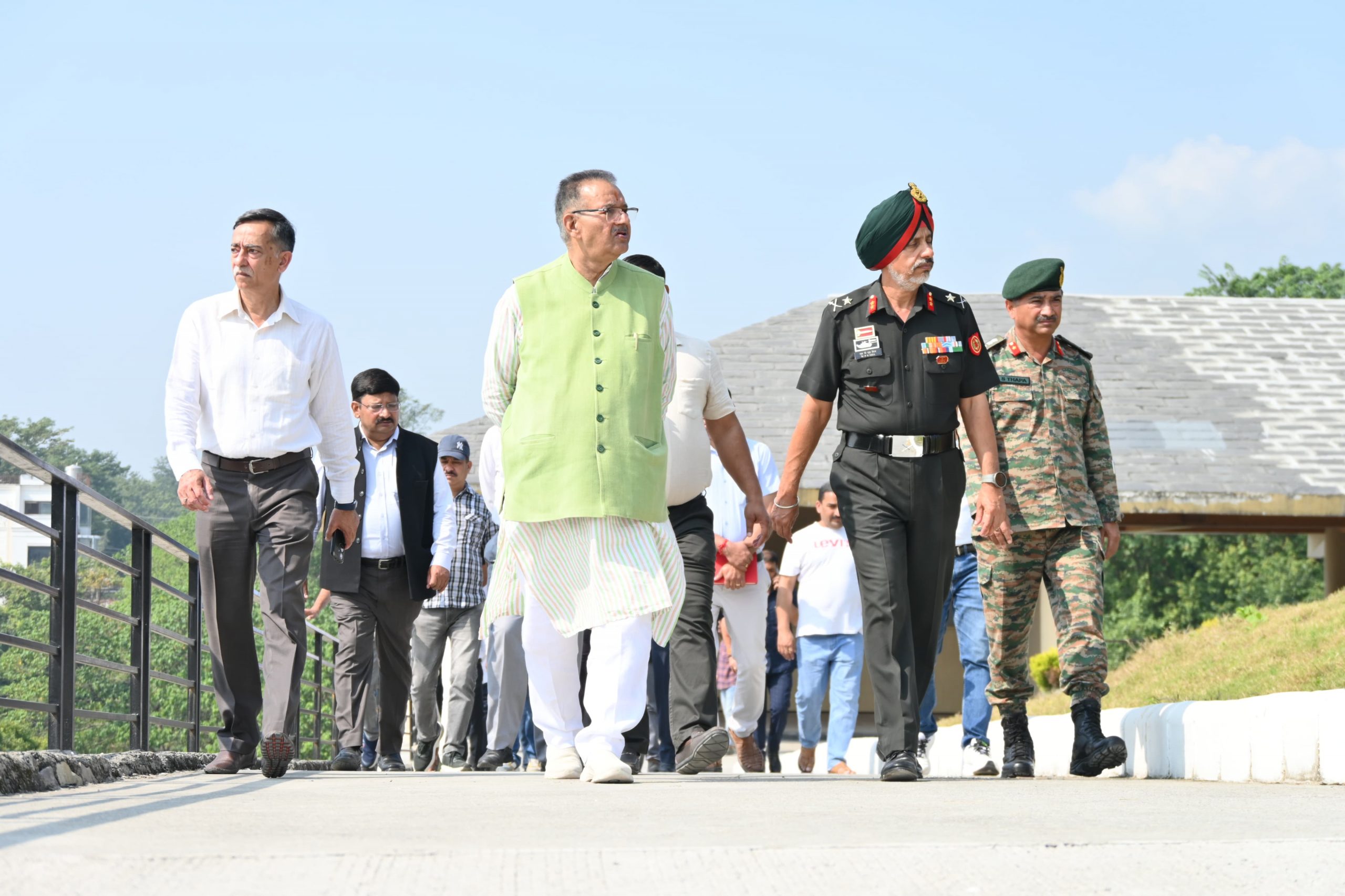 Sainik Welfare Minister Joshi inspects ongoing construction at Sainya Dham