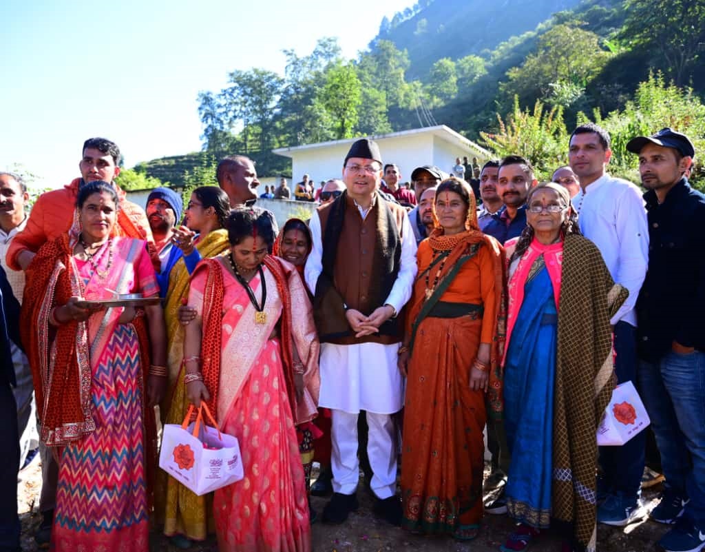 CM Dhami visits ancestral village Tundi-Barmau, gets emotional