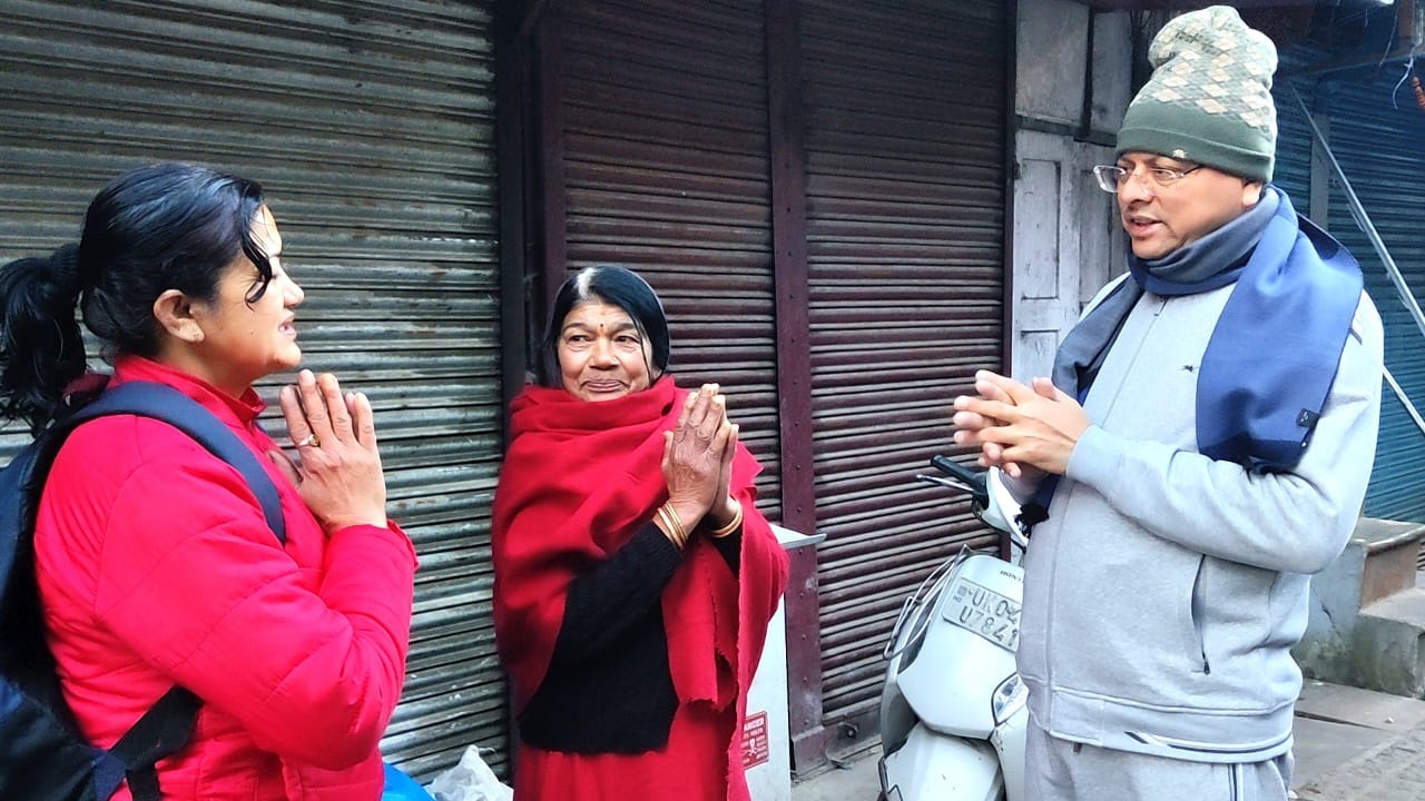 Dhami interacts with locals in Nainital, reviews beautification work at