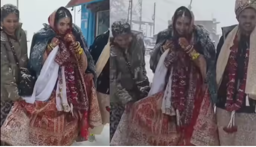 उत्तराखंड में बर्फबारी में निकली बारात, 21 किलोमीटर पैदल चलकर