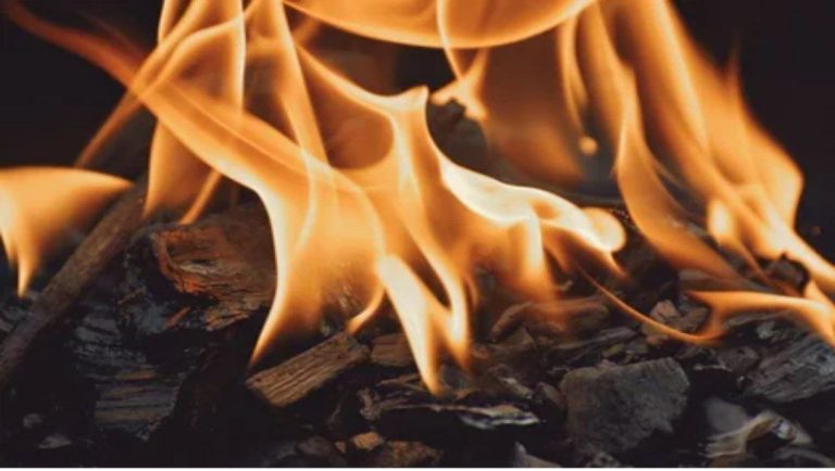 ठंड से बचने के लिए झोपड़ी में आग जलाई ,जलकर