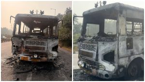 डोईवाला में चलती रोडवेज बस बनी आग का गोला, मची