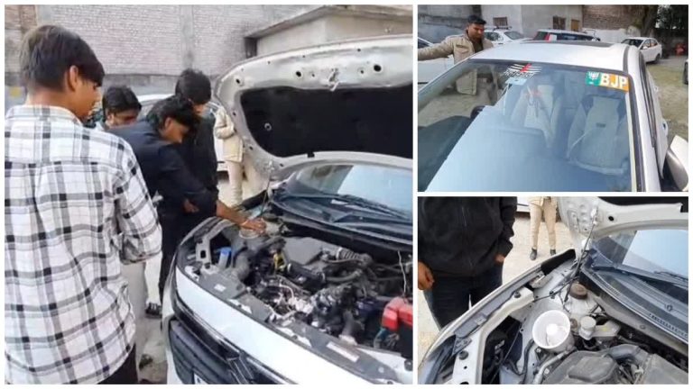 भाजपा स्टीकर वाली कार पर सख्त कार्रवाई: अवैध हूटर बजाने