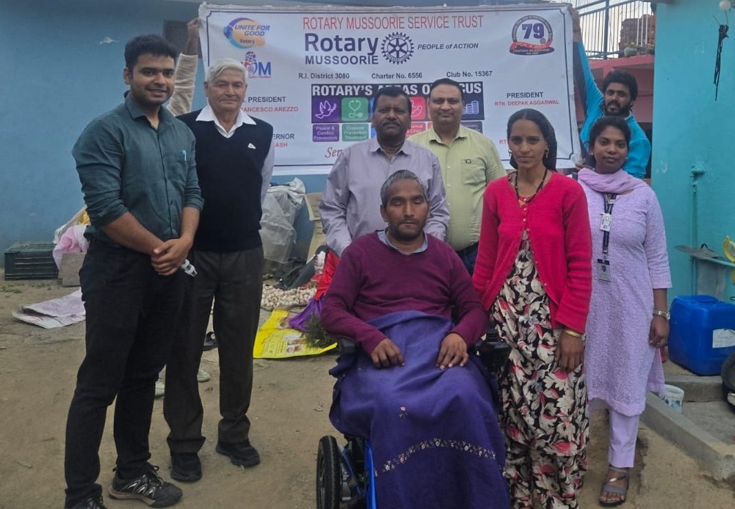Rotary Club Mussoorie gifts motorised wheelchair to spinal injury patient