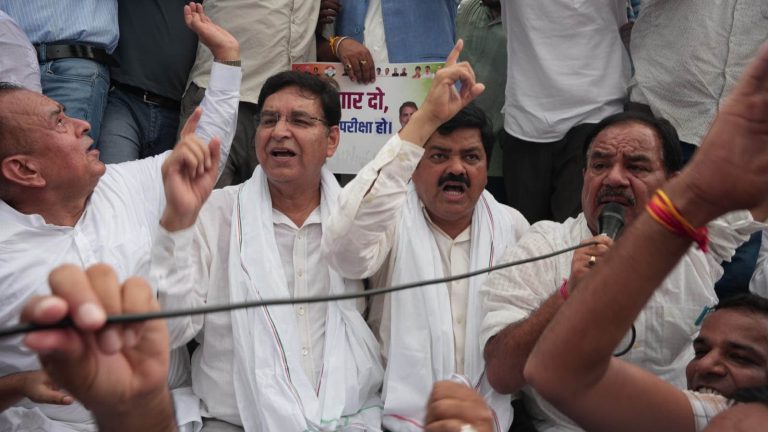 Cong stages protest over Technical University paper leak, Dhan Singh