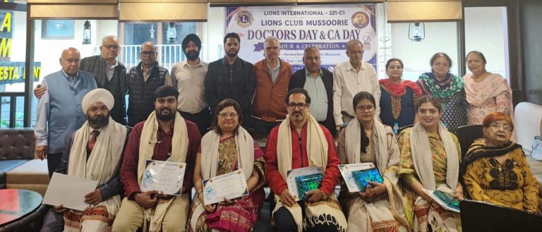 Lions Club Mussoorie hosts Felicitation Ceremony on Doctors’ Day &