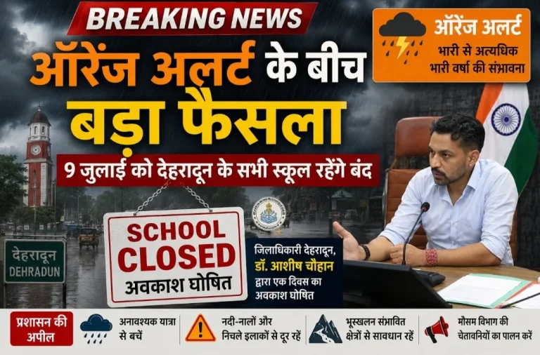 ऑरेंज अलर्ट के बीच बड़ा फैसला, 9 जुलाई को देहरादून