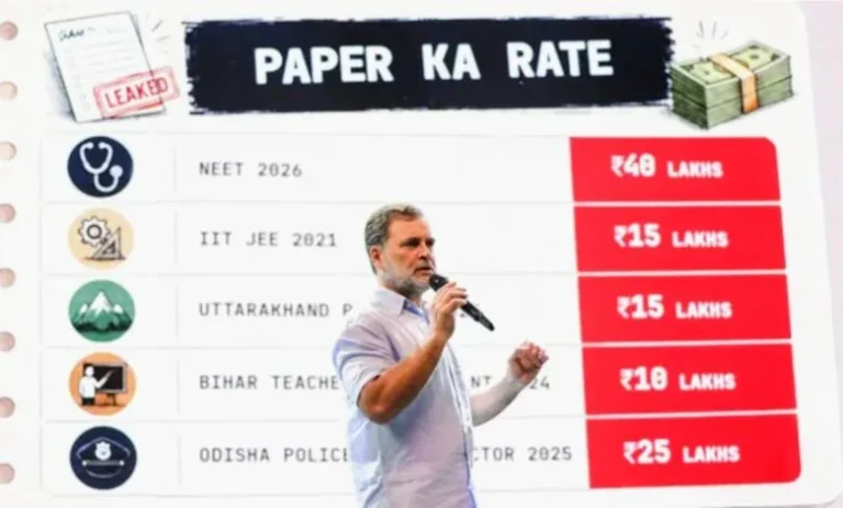 देहरादून में राहुल गांधी का हमला: ‘पेपर लीक पर ऊपर