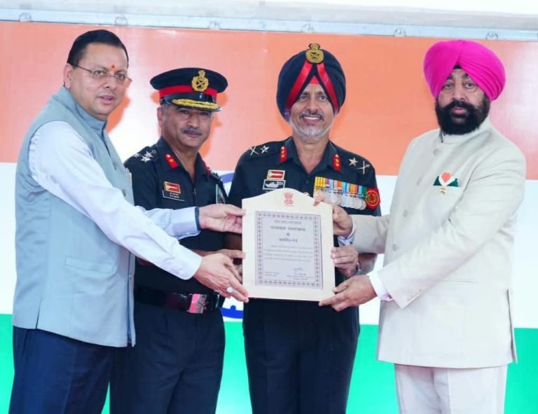 Uttarakhand Sub Area receives Governor’s Appreciation for Exemplary Service