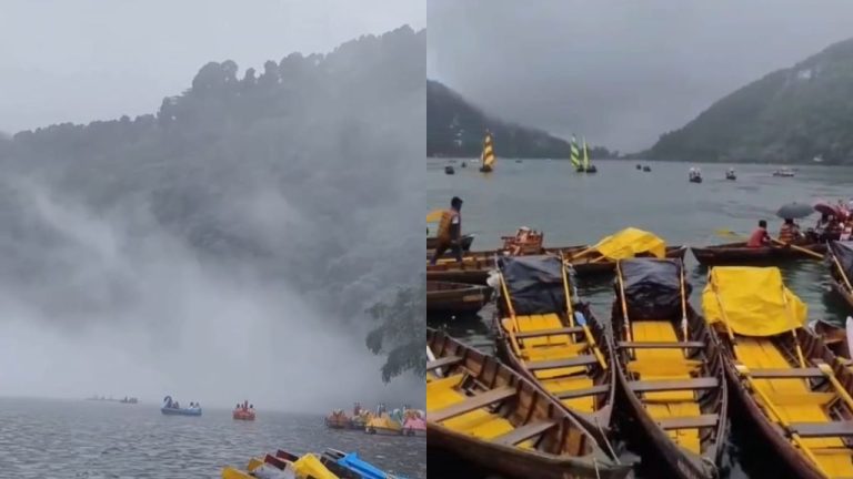 धूप खिलते ही झील में उतरे सैलानी, फिर पलक झपकते