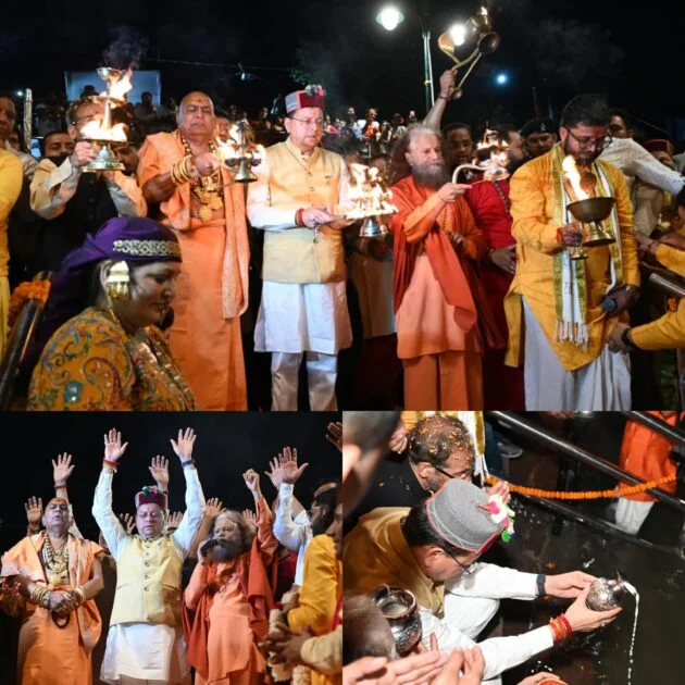 2100 दीपों से जगमगाया यमुना तट, सीएम धामी ने किया