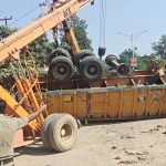 Biker killed, two injured as truck overturns in Mohabbewala