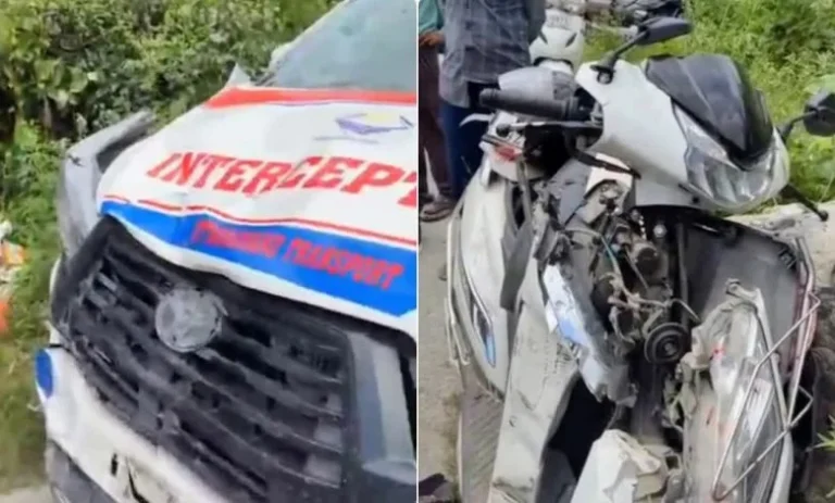 इंटरसेप्टर वाहन की टक्कर से स्कूटी सवार दो संविदा कर्मचारी
