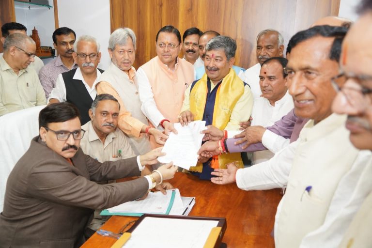 BJP RS candidate Dinesh Arya files nomination in CM Dhami’s