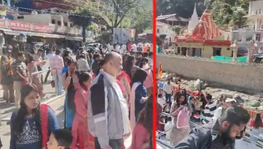 कैंची धाम में वीकेंड पर श्रद्धालुओं की भीड़, नैनीताल पुलिस